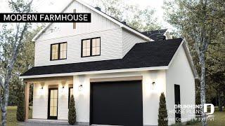 Modern farmhouse house plan with a garage by Drummond House Plan (plan 3737-V1)