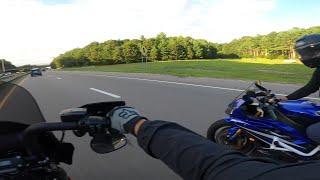 Stage 2 Street Bob 114 (FXBBS) vs. Yamaha R6 |Highway Fun|