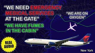 Pilot requests emergency medical services. Delta A330neo returns to New York Kennedy. Real ATC