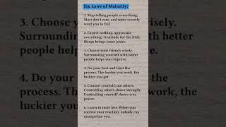 SIX LAWS OF MATURITY.... #laws #maturity #life #advice #money #mindset #mindsetmatters #moneymindset