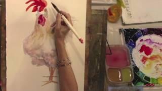 Painting a Sassy Rooster Comb in Watercolor with Rebecca Z Artist @RebeccaZartist.com