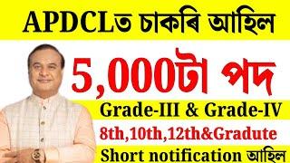 APDCLত চাকৰি আহিল - Apdcl new recruitment | Jobs in Assam | Assam jobs 2025 | Apdcl new vacancy |