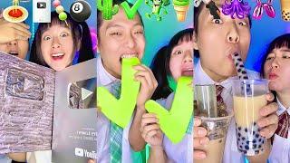 Random Emoji Food Challenge ASMR Compilation! bubble tea boba(Part12)