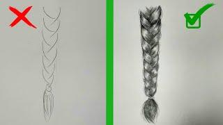 Как нарисовать КОСУ ПРАВИЛЬНО/1190/How to draw a BRAID CORRECTLY