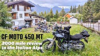 CF Moto 450 MT - 2000 mile summary - in the Alps.