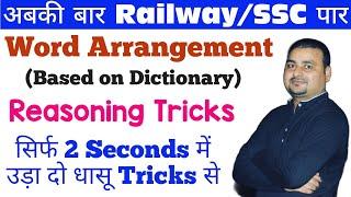 Dictionary Logical Order reasoning tricks in hindi, शब्दकोश के अनुसार, ssc cgl, chsl, rrb ntpc, mts