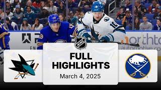 NHL Highlights | Sharks vs. Sabres | March 04, 2025