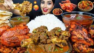 ASMR Eating Spicy Mutton Bhuna,Whole Chicken Curry,Rice,Egg Masala Big Bites ASMR Eating Mukbang