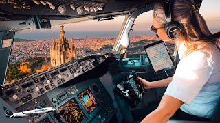 BOEING 737 Stunning LANDING SPAIN BARCELONA Airport RWY24R | Cockpit View | Life Of An Airline Pilot