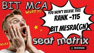 BIT MESRA MCA 2022 | Seat matrix | Upto what rank will I get Mesra campus #bitmca#bitmesra #mca2022