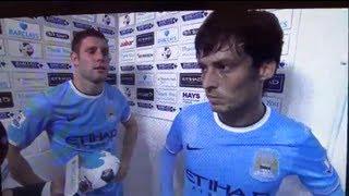 David Silva SPEAKS ENGLISH (Interview post-match vs Everton w/ James Milner)