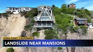 Landslide leaves mansions hanging off cliff in Dana Point, California