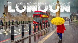 Experience the BEST B-Roll London Rainy Day Walk in Spring 2024 ️