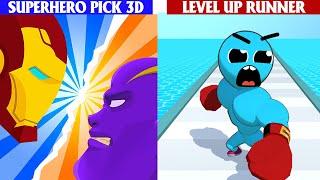 SuperHero Pick 3D vs Level Up Runner Game All Level New Update - Review Game IOS Android