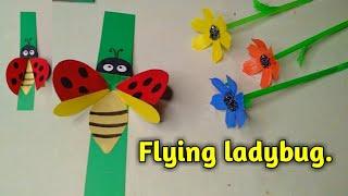 How to make flying ladybug with paper | easy paper craft | paper insect.