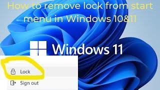 How to disable lock computer from start menu