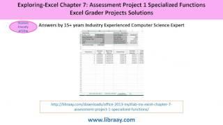 MyITLab Grader Exploring - Excel Chapter 7: Assessment Project 1 Specialized Functions