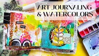 Messy Mixed Media Play with Watercolors in my Handmade Art Journal using Collage Fodder