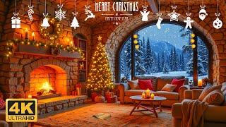 Beautiful Christmas Music  | Cozy Fireplace Ambience for a Magical Holiday Season | 4K Relaxation