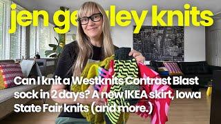 Can I knit a Westknits Contrast Blast sock in 2 days? A new IKEA skirt, State Fair knits, and more.