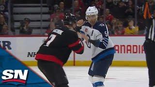 Senators' Brady Tkachuk Drops The Gloves With Jets' Brenden Dillon After Hit On Dominic Toninato