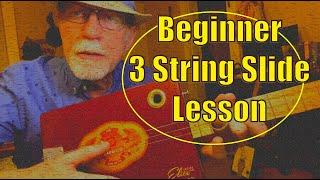 Beginner 3 String Cigar Box Guitar  Slide lesson #cbglesson #cbg #slideguitar #cigarboxguitarlesson