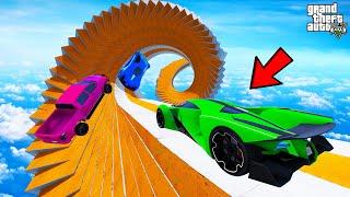 FRANKLIN TRIED IMPOSSIBLE SKY WALLRIDE MEGA RAMP PARKOUR CHALLENGE GTA 5 | SHINCHAN and CHOP