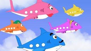 Plane Song + Sing Along Sharks Doo Doo Songs + Airplane Family Cartoon by Fun For Kids TV