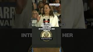 See Harris' reaction to hecklers interrupting her speech