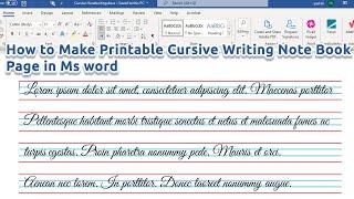 How to make Cursive Writing Note Book in Ms word 2019 | Cursive Writing in Ms word | Microsoft word