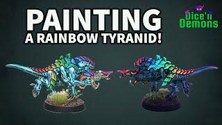 Painting a Tyranid Termagant for Warhammer 40.000 in all the colors of the rainbow!