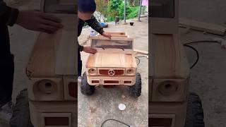 Poor dad build a car from Wood ~ mini wood toy- woodworking art skill/wood hand #shorts