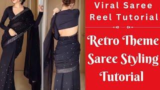 ISHA BORAH RETRO SAREE DRAPING TUTORIAL | Retro Theme Saree Tutorial #Saree #viralreel