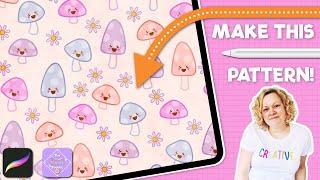 How to Make a Cute Kawaii Mushroom & Flower Pattern in Procreate | Beginner Tutorial