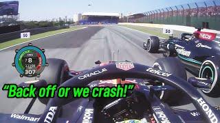 Verstappen defends in a "back off or we crash" manner