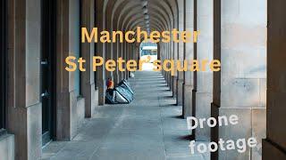 St Peter's Square in  Manchester, Drone Footage. 4k