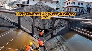 Barge unloading 5000 tons of iron ore - Part 6- big shipment - Vlog of work on the barge