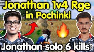 Jonathan 1v4 Rge on Pochinki hills  Solo 6 kills back to back teams wipe 