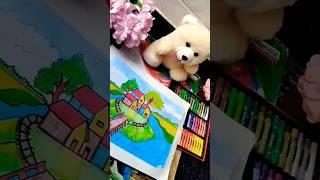 BEAUTIFUL HOUSE WITH RIVER SKETCH DRAWING #shortvideo #drawing #housedesign #painting #colour#art