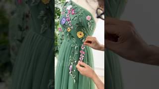 Making a one shoulder long sleeves floral embroidery dress #dress #fashion #hautecouture #wedding