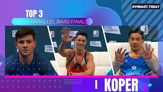 Top 3 in Men's Parallel Bars Final - 2024 Koper Gymnastics World Challenge Cup