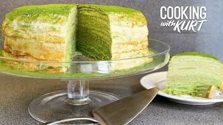 Lady M Green Tea (Matcha) Mille Crêpes Cake From Scratch - 9 inches | Cooking with Kurt