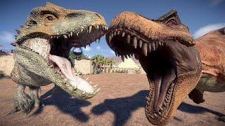 TYRANNOSAURUS REX vs CARNIVORE & HERBIVORE DINOSAURS IN ARIZONA - Jurassic World Evolution 2