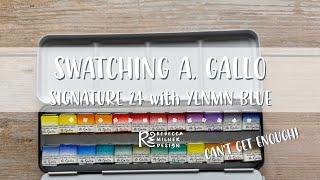 Swatching A Gallo Signature Watercolour Set | 24 Colours with YInMn Blue