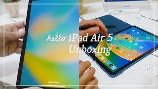 iPad Air 5 & Apple Pencil 2 Unboxing + Accessories | blue | from Power Mac Center (asmr)