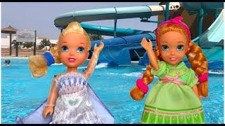 Elsa and Anna toddlers swimming pool videos