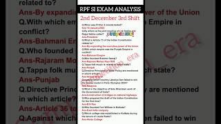 RPF SI EXAM ANALYSIS|2 Dec 3rd Shift|RPF SI paper analysis today#rpfsi2024#rpfsi#shorts#gkgs#gk