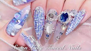 sub) Swan Lake Nails!🫧/ Drawing with Oil pastels!/Korean nails / Nail art / Self-nails / ASMR