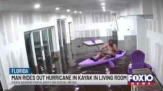 Kayaking through chaos: Florida man rides out Hurricane Helene in living room