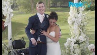 Paralyzed ex-football player walks down the aisle at his wedding